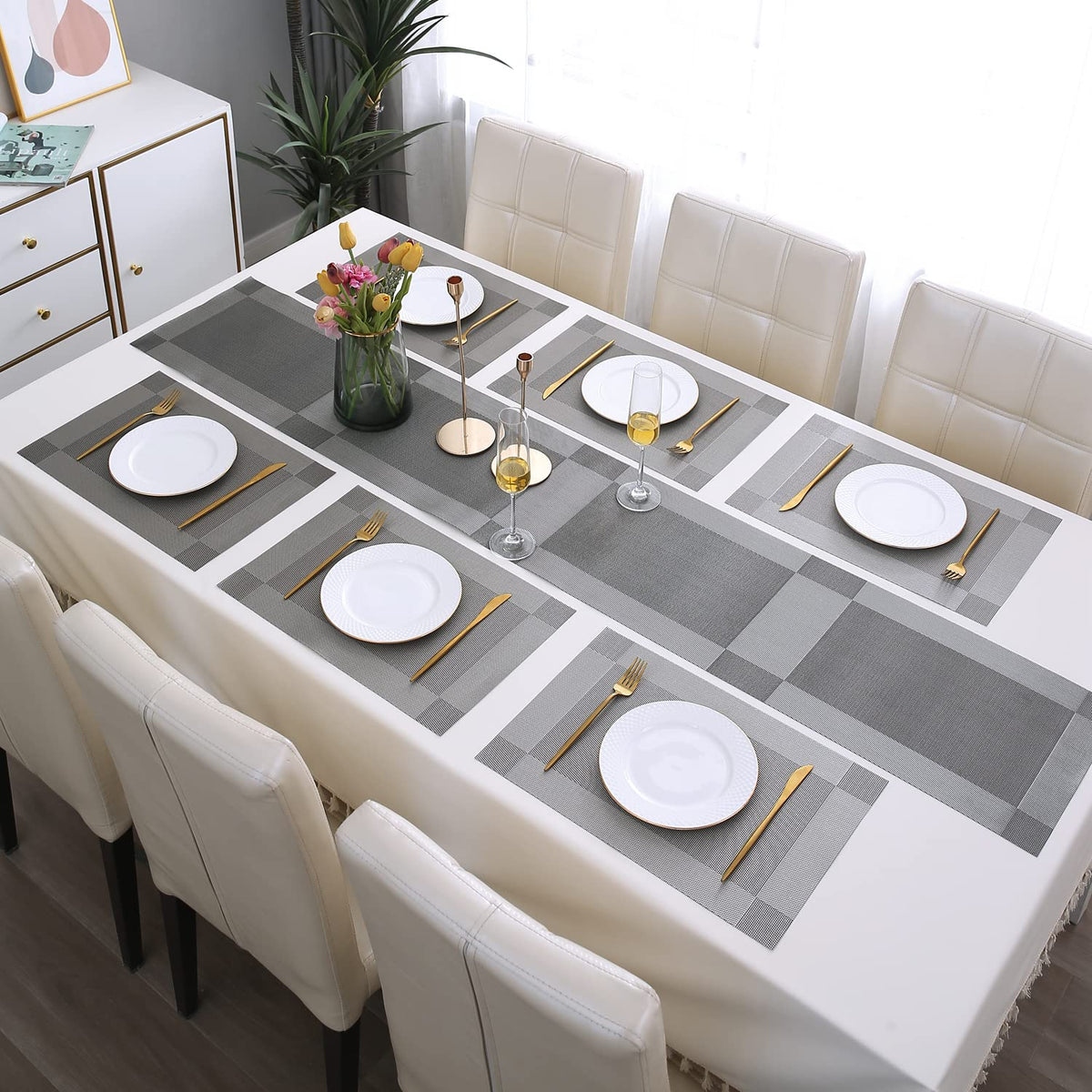 PVC Dining Table Mats, Grey