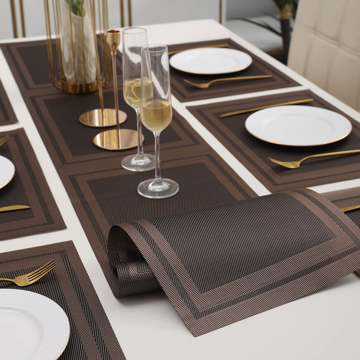 PVC Dining Table Mats, Copper Brown