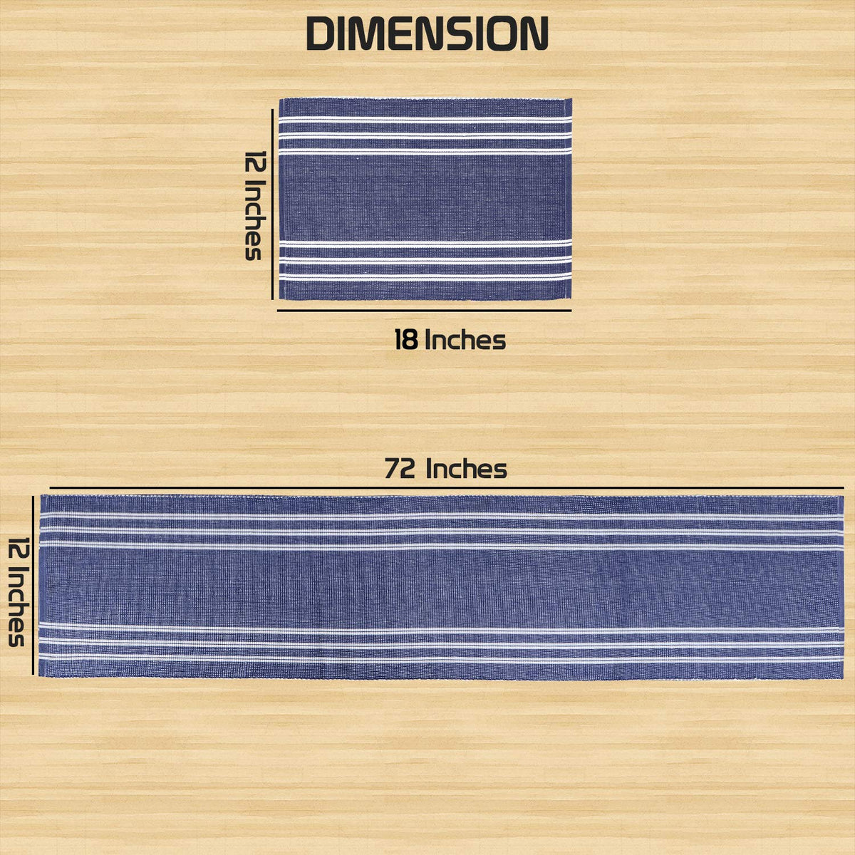 Ribbed Cotton Heat Resistant Dining Table Mat, Blue