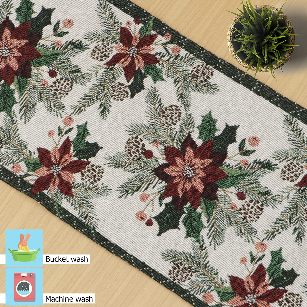 Cotton Jacquard Dining Table Mats, White Floral