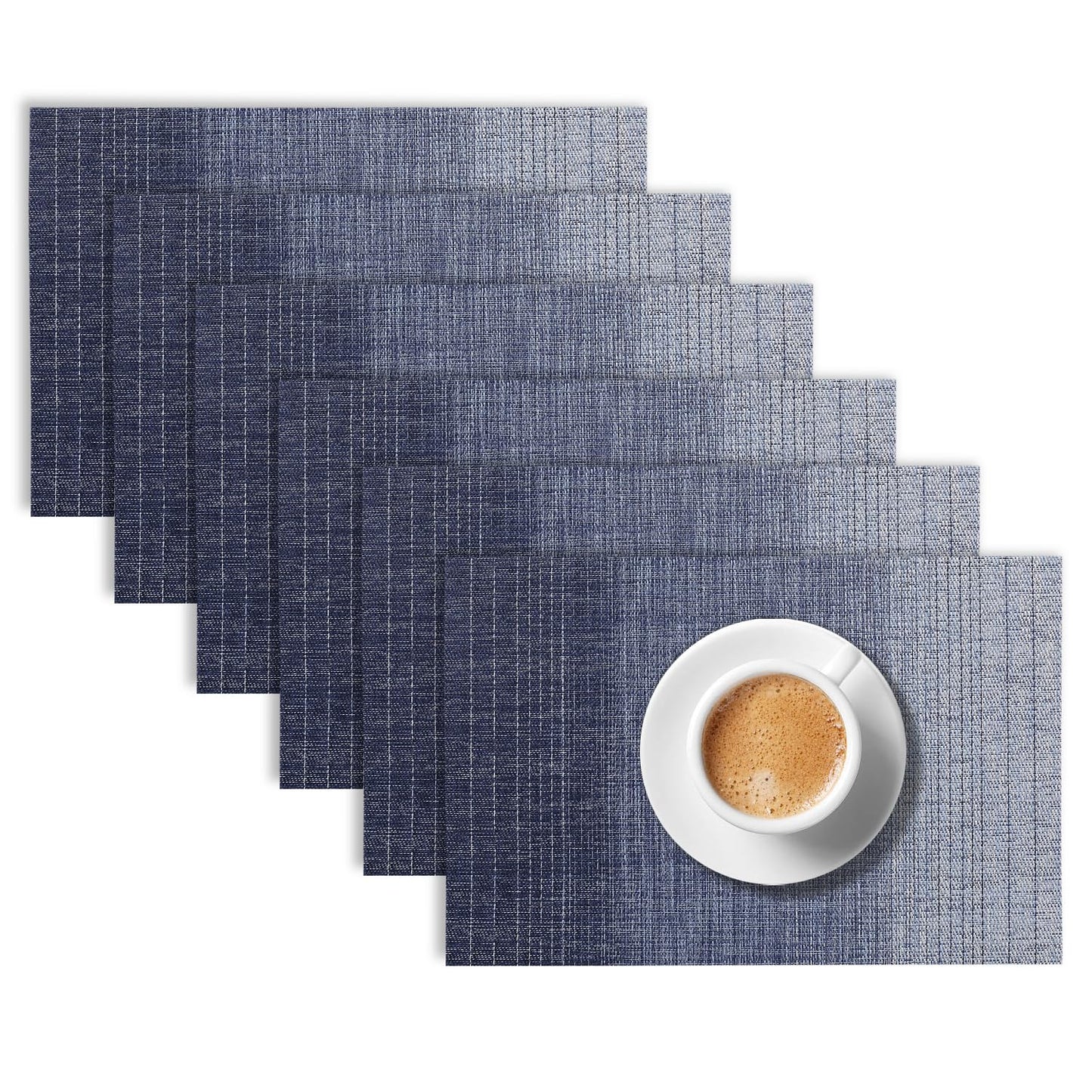 GradientHue PVC Mats for Dining Table - Ocean Hue