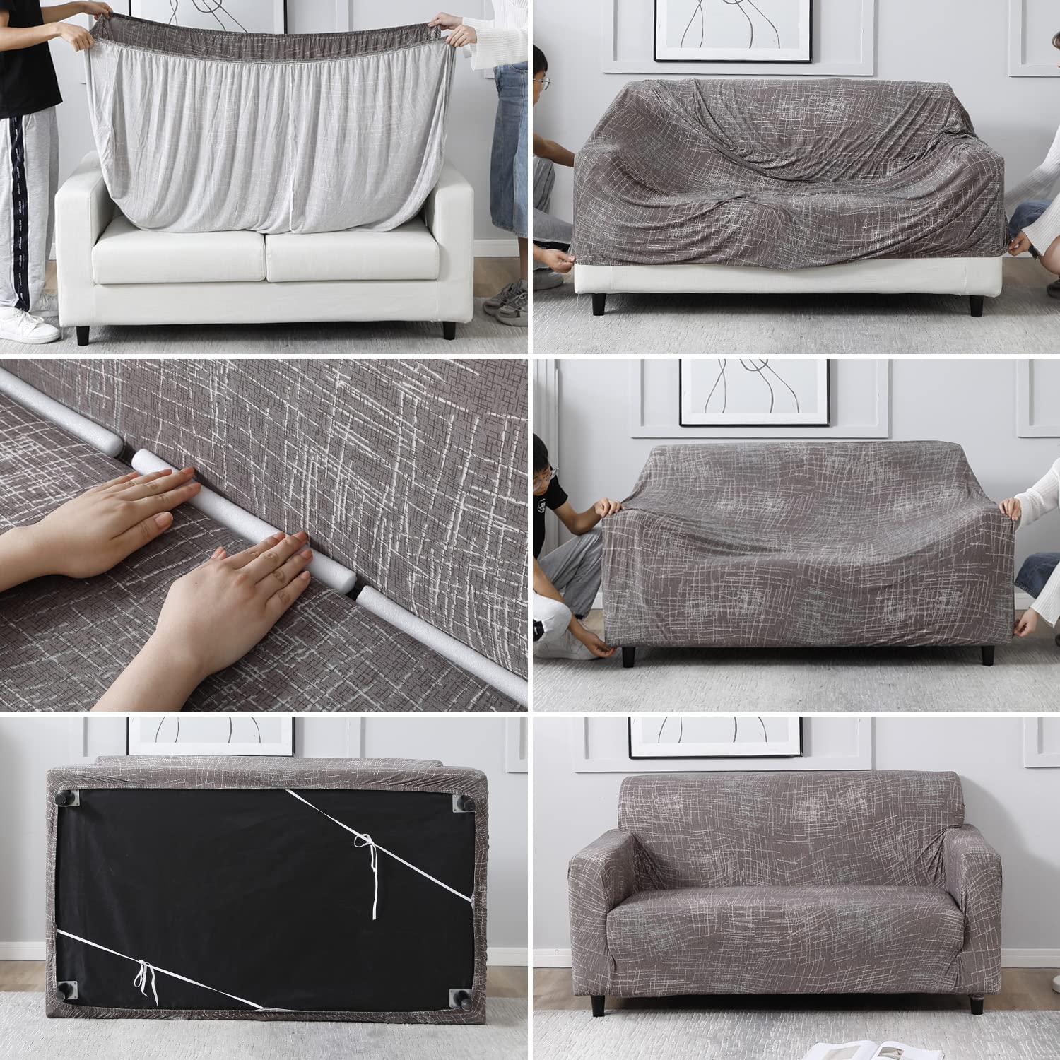Abstract Lines Brown – Step-by-step guide to put on an elastic sofa cover