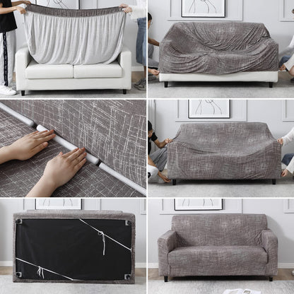 Abstract Lines Brown – Step-by-step guide to put on an elastic sofa cover