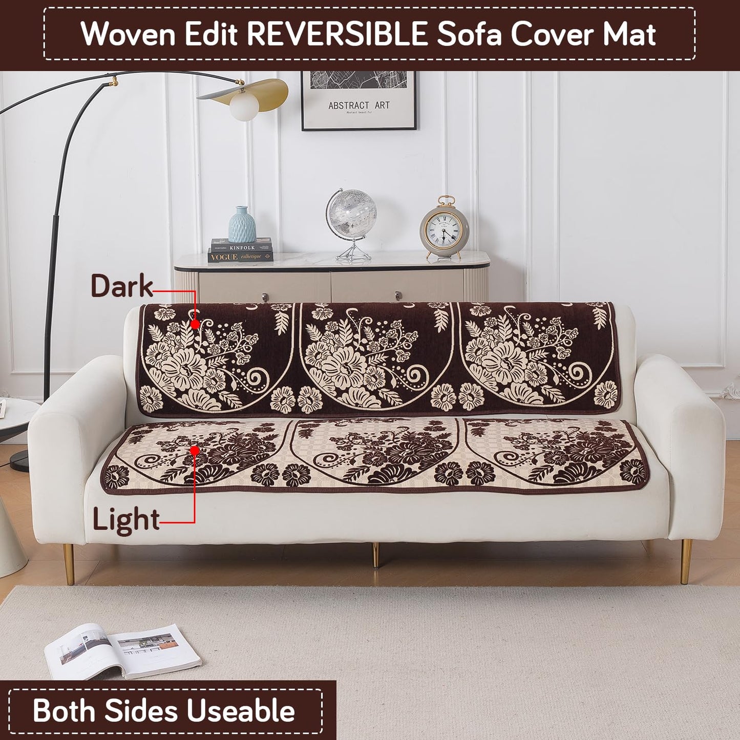 Woven Edit Chenille Jacquard Reversible 5-Seater Sofa Cover (3+1+1), Rustic Floral