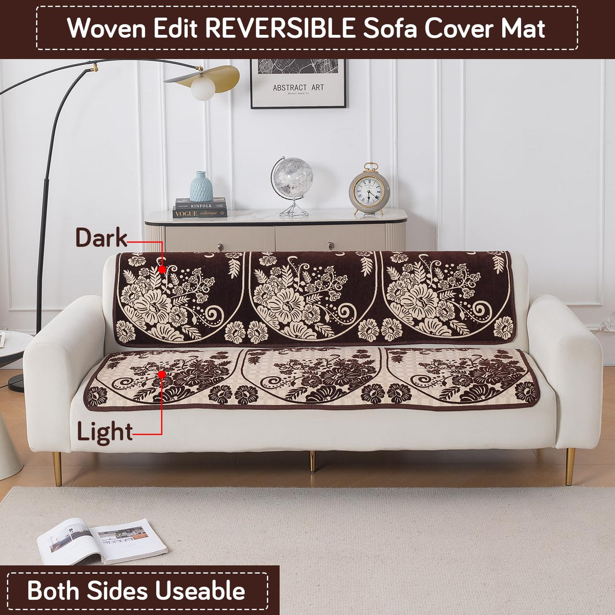 Woven Edit Chenille Jacquard Reversible 5-Seater Sofa Cover (3+1+1), Rustic Floral
