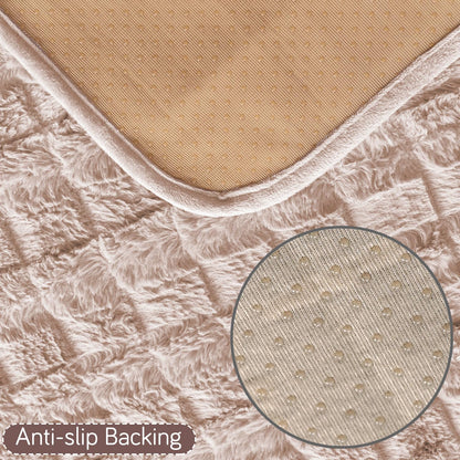 Premium Plush Anti Slip Sofa Cover Mat, Beige