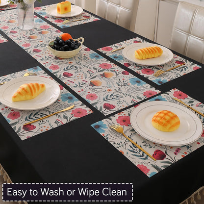 Artistic Flora PVC Washable Mats for Dining Table - Cosmos