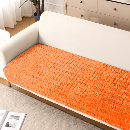 Premium Plush Anti Slip Sofa Cover Mat, Orange