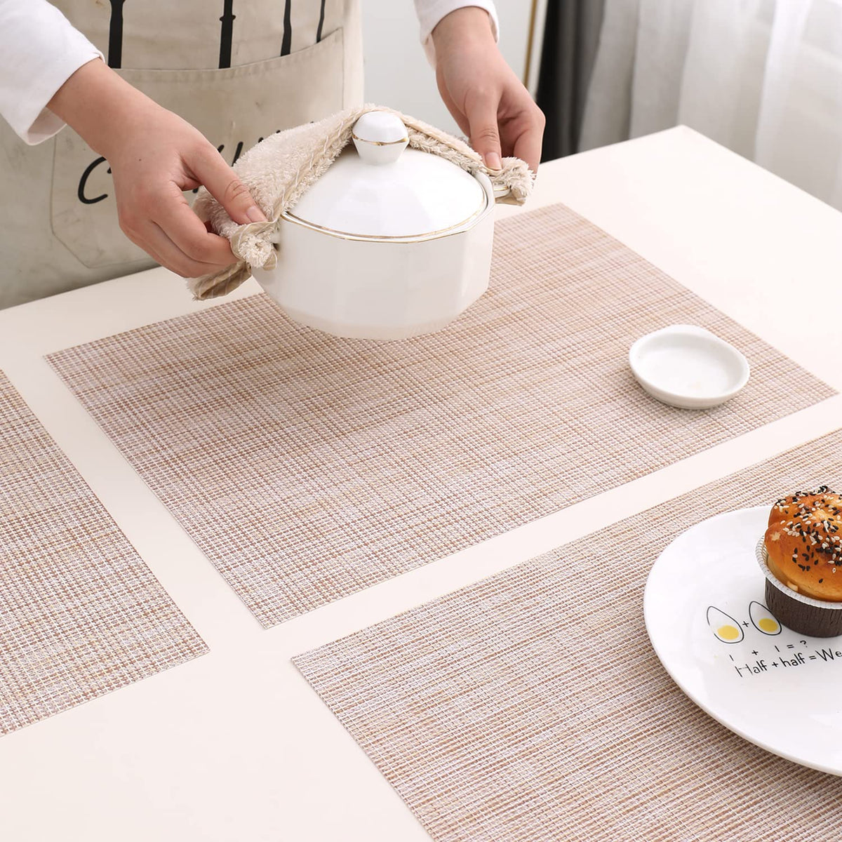 PVC Dining Table Mats, Beige