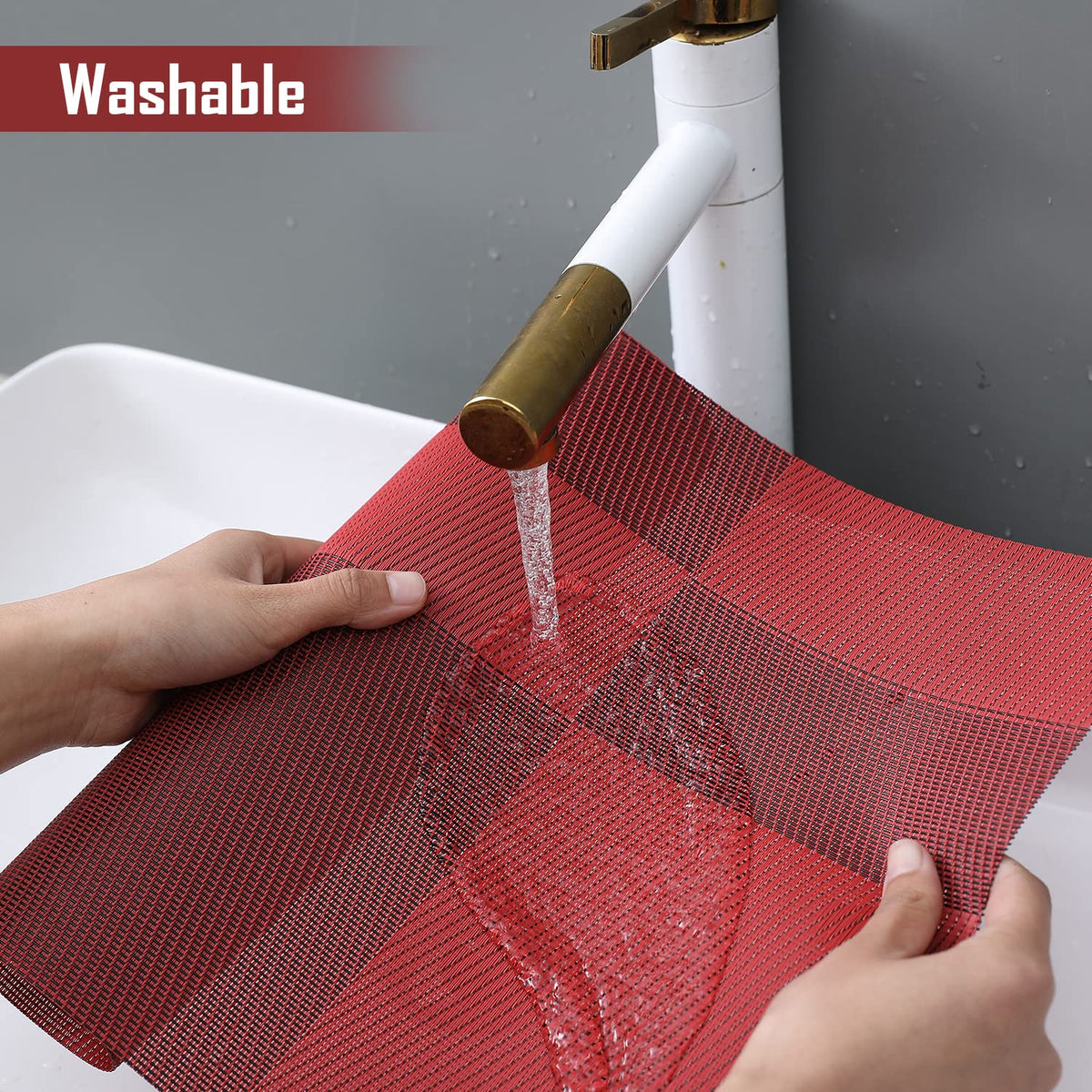 PVC Dining Table Mats, Ruby Red