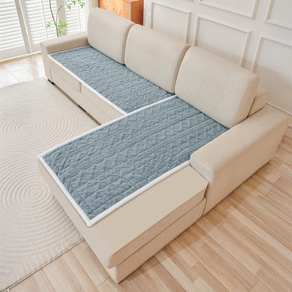 Powder Blue Colour Italian Caelora Luxury Jacquard Plush L Shape Sofa Cover | HOKIPO
