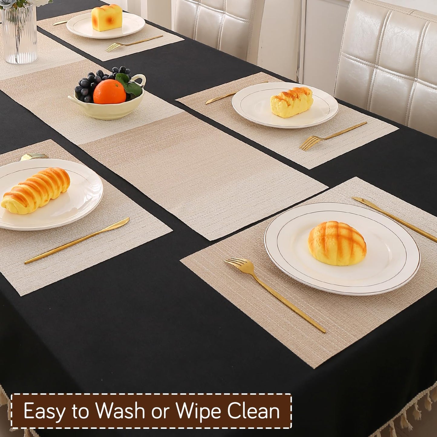 GradientHue PVC Mats for Dining Table - Sand Oasis