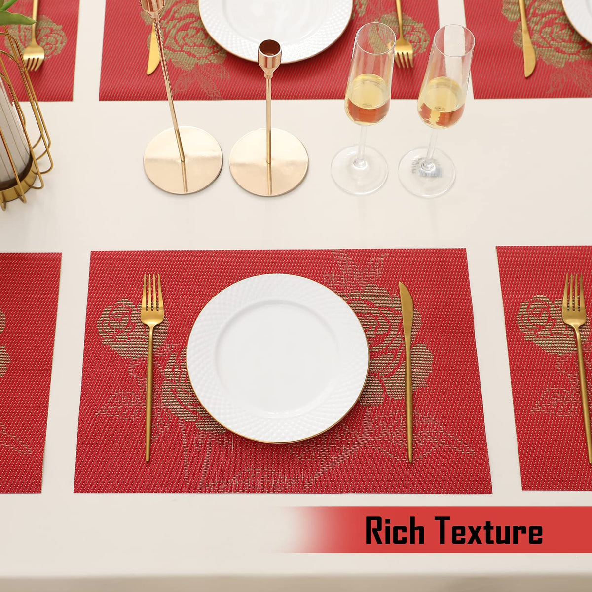 PVC Dining Table Mats, Crimson Red