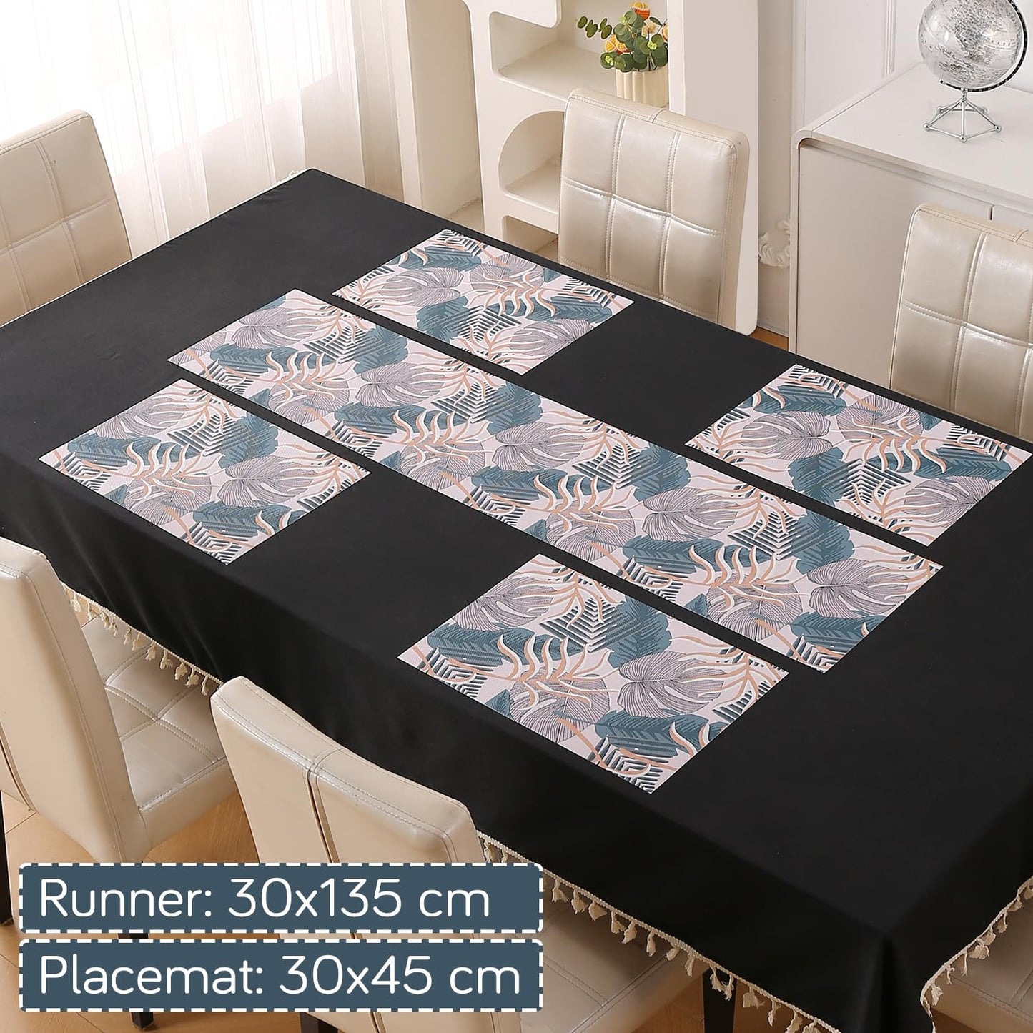 Artistic Flora PVC Washable Mats for Dining Table - Monstera Leaves