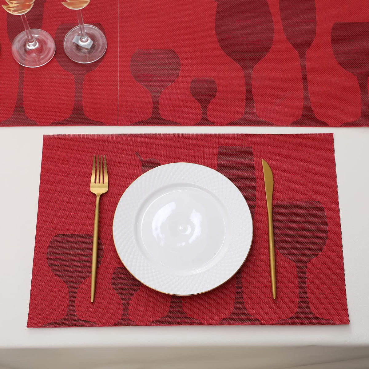 PVC Dining Table Mats, Cherry Red