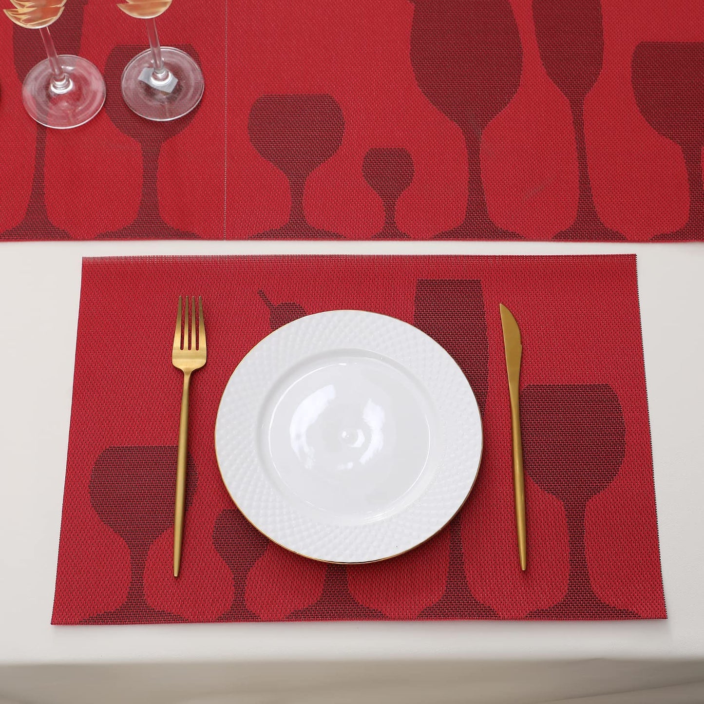 PVC Dining Table Mats, Cherry Red