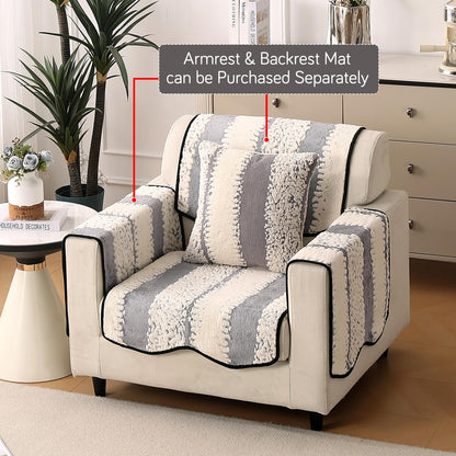 Luxury Wavy Anti Slip Plush Sofa Cover Mat, Pewter Grey