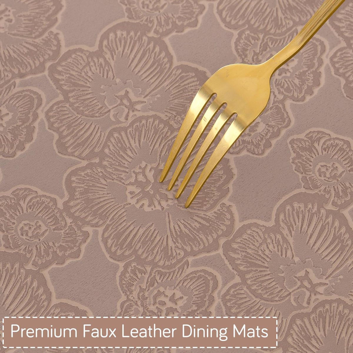 Florista Blush Royal Luxe Faux Leather Mats for Dining Table - Mauve Pink