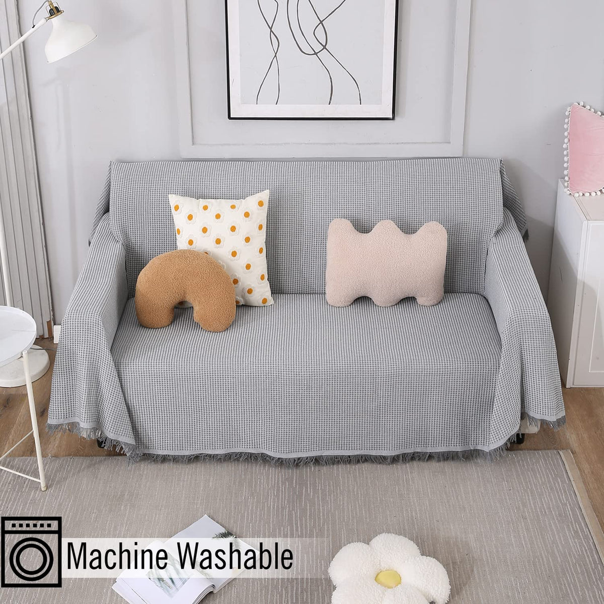 Grey colour sofa throw best for 1, 2, 3 seater and 3+1, 3+1+1, & 3+2 seater sofa sets
