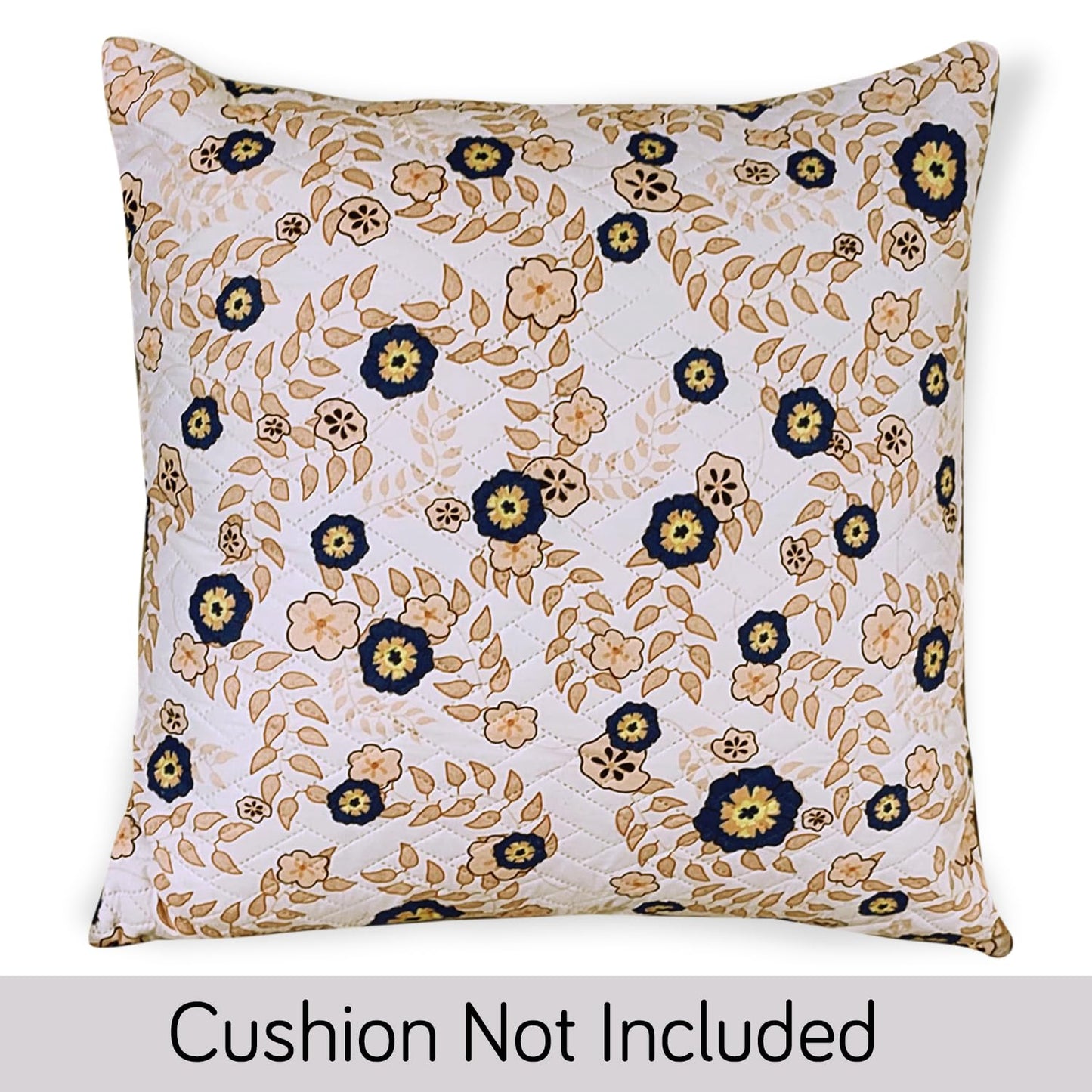 HOKIPO Printed Quilted Sofa Cushion Cover Pack of 2, Light Peach Candytuft