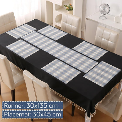 Classic Checks PVC Washable Mats for Dining Table - Pacific Blue