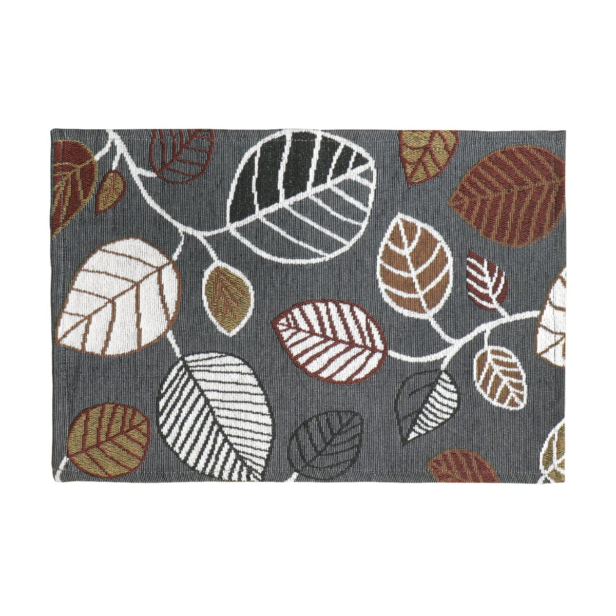 Cotton Jacquard Dining Table Mats, Grey Leaves