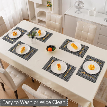 RhombusEcho Washable PVC Mats for Dining Table - Intense Grey