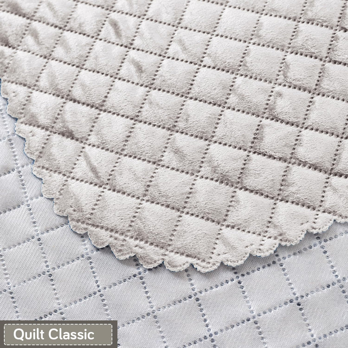 Quilt Classic 5-Seater Sofa Cover (3+1+1), Light Grey