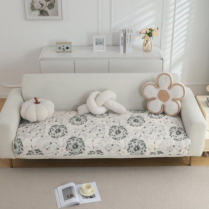 Quilted, Waterproof and Anti-Slip Sofa Cover Mat, Dandelion Anchor Grey