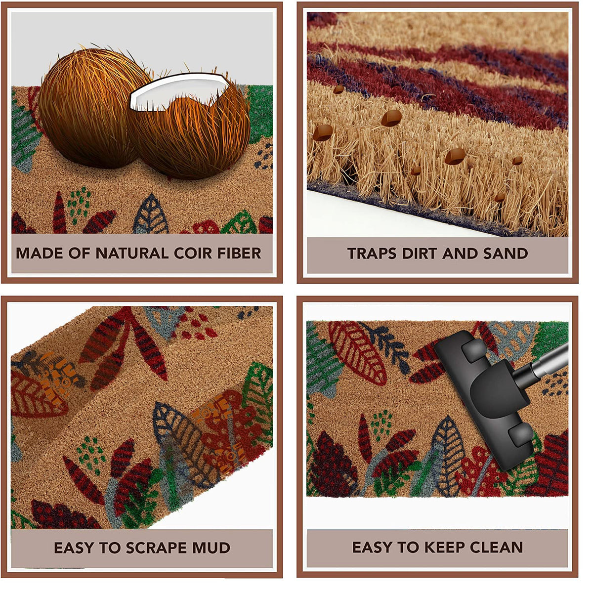Coir Entrance Door Mat with Anti-Slip PVC Backing