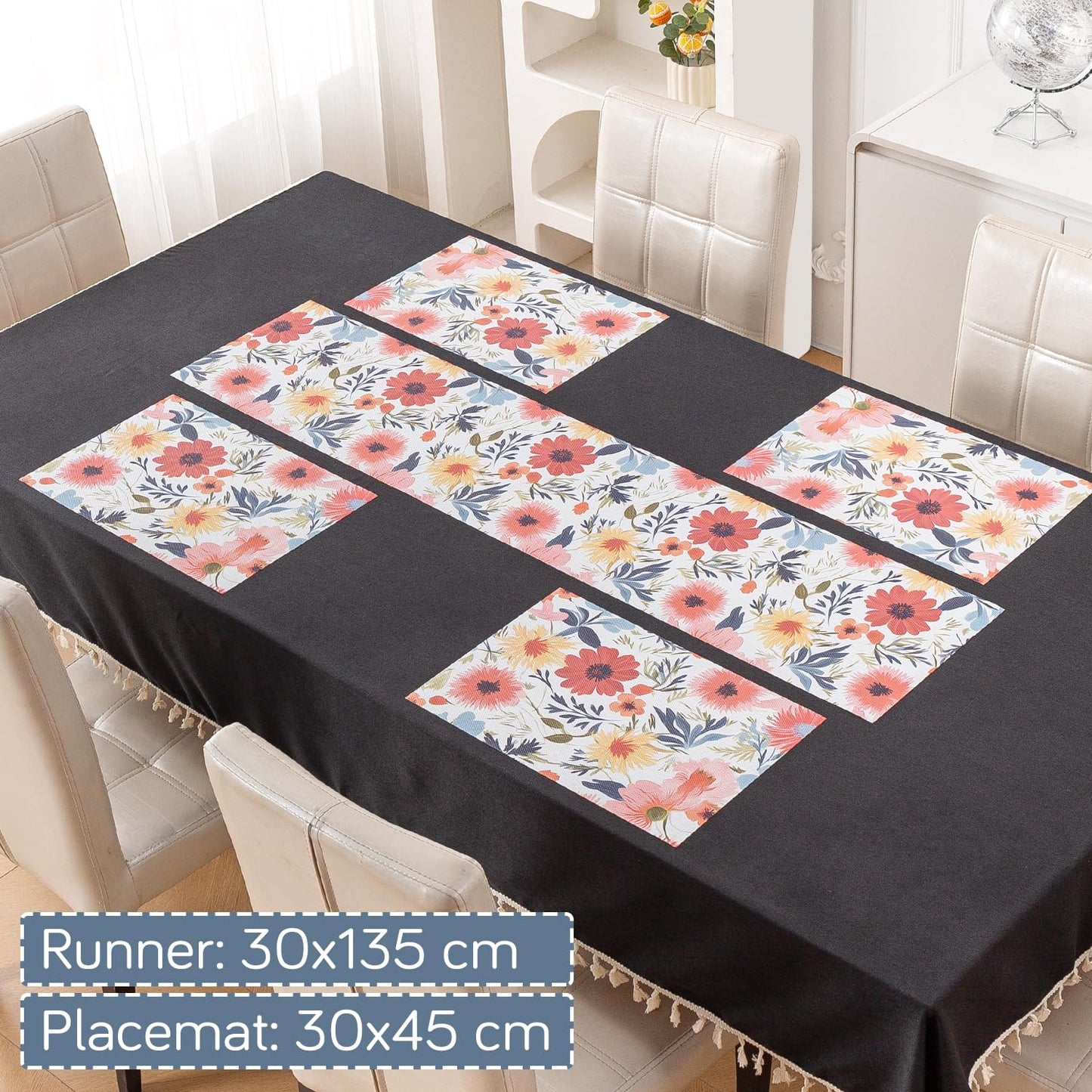 Artistic Flora PVC Washable Mats for Dining Table - Chrysanthemum