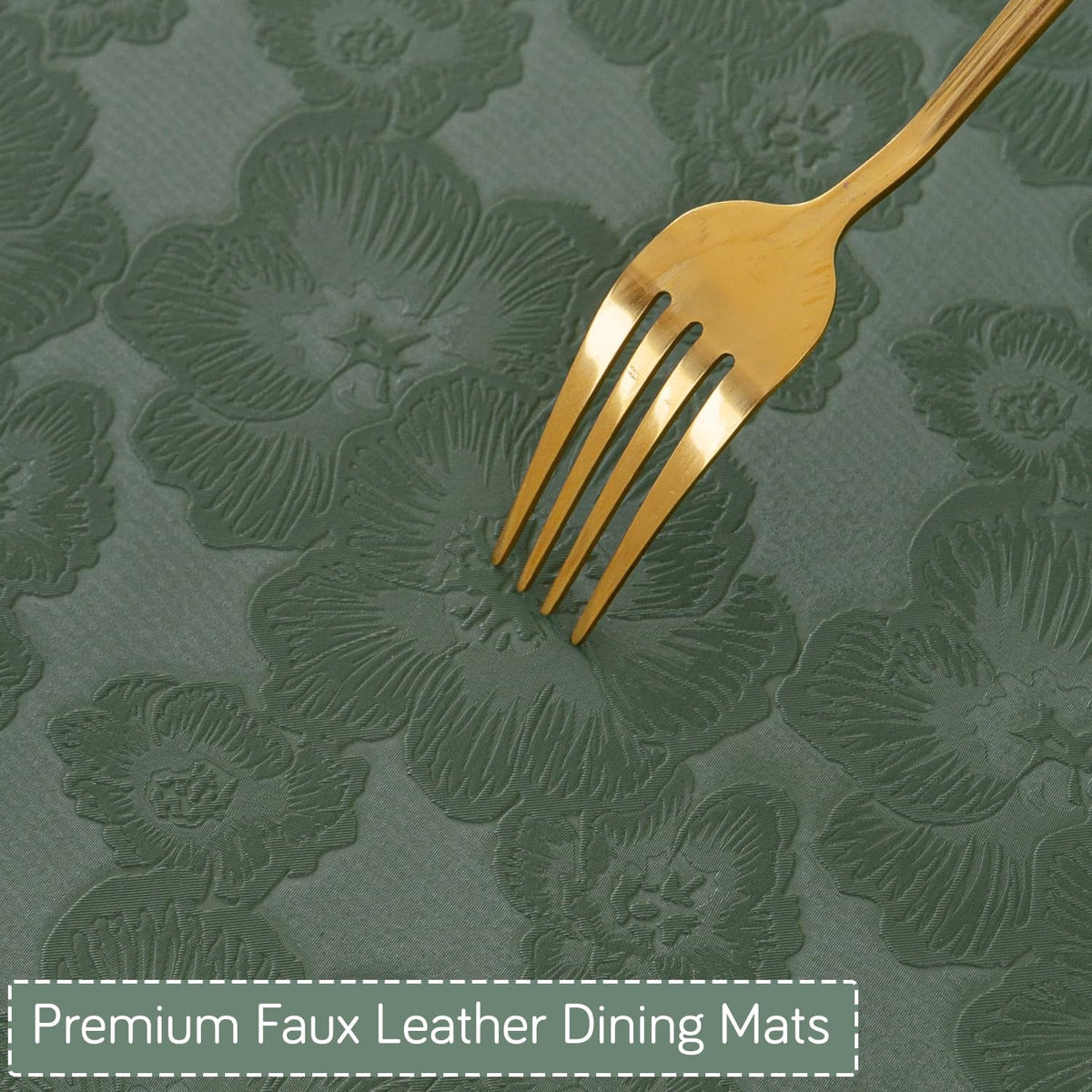 Florista Blush Royal Luxe Faux Leather Mats for Dining Table - Sage Green
