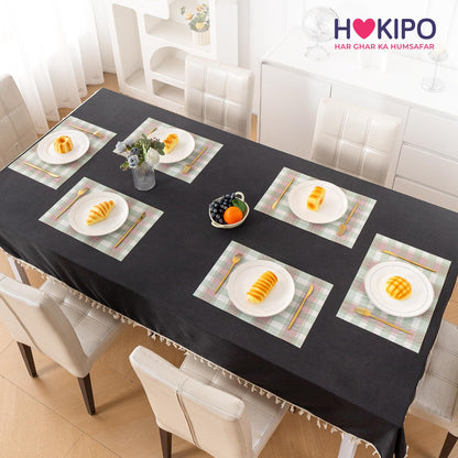 Classic Checks PVC Washable Mats for Dining Table - Mint Green