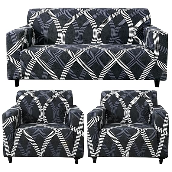 Elastic Stretchable Printed Sofa Cover, Shadow Grey