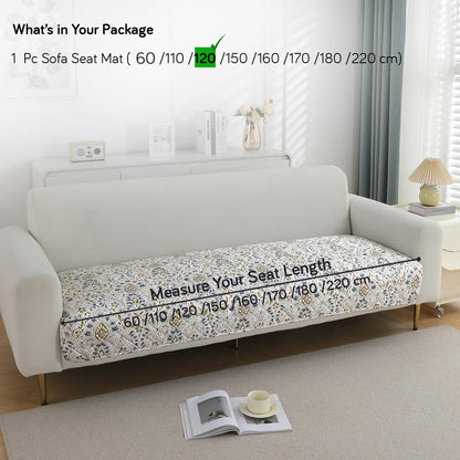 Quilted Waterproof and Anti-Slip Sofa Cover Mat, Damask White