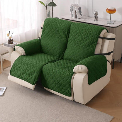 UrbanQuilt Recliner Sofa Slipcover Mat with Dual Belt for 1/2/3 Seater - Forest Green