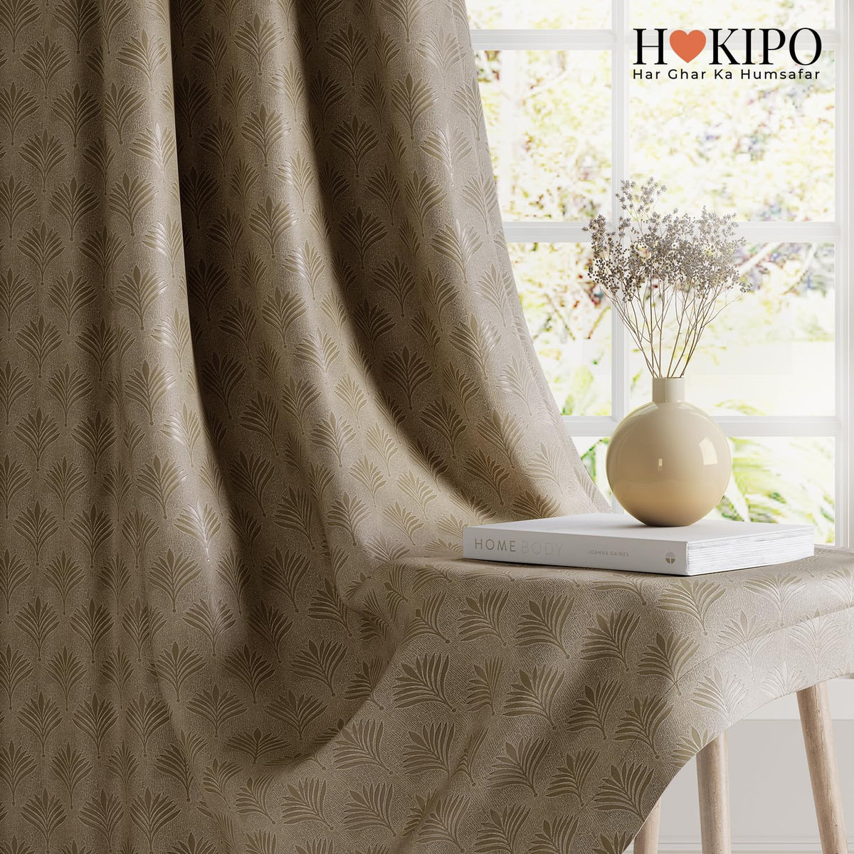 HOKIPO Palmea True Blackout Curtains, 7 Feet Long - Taupe - image 7