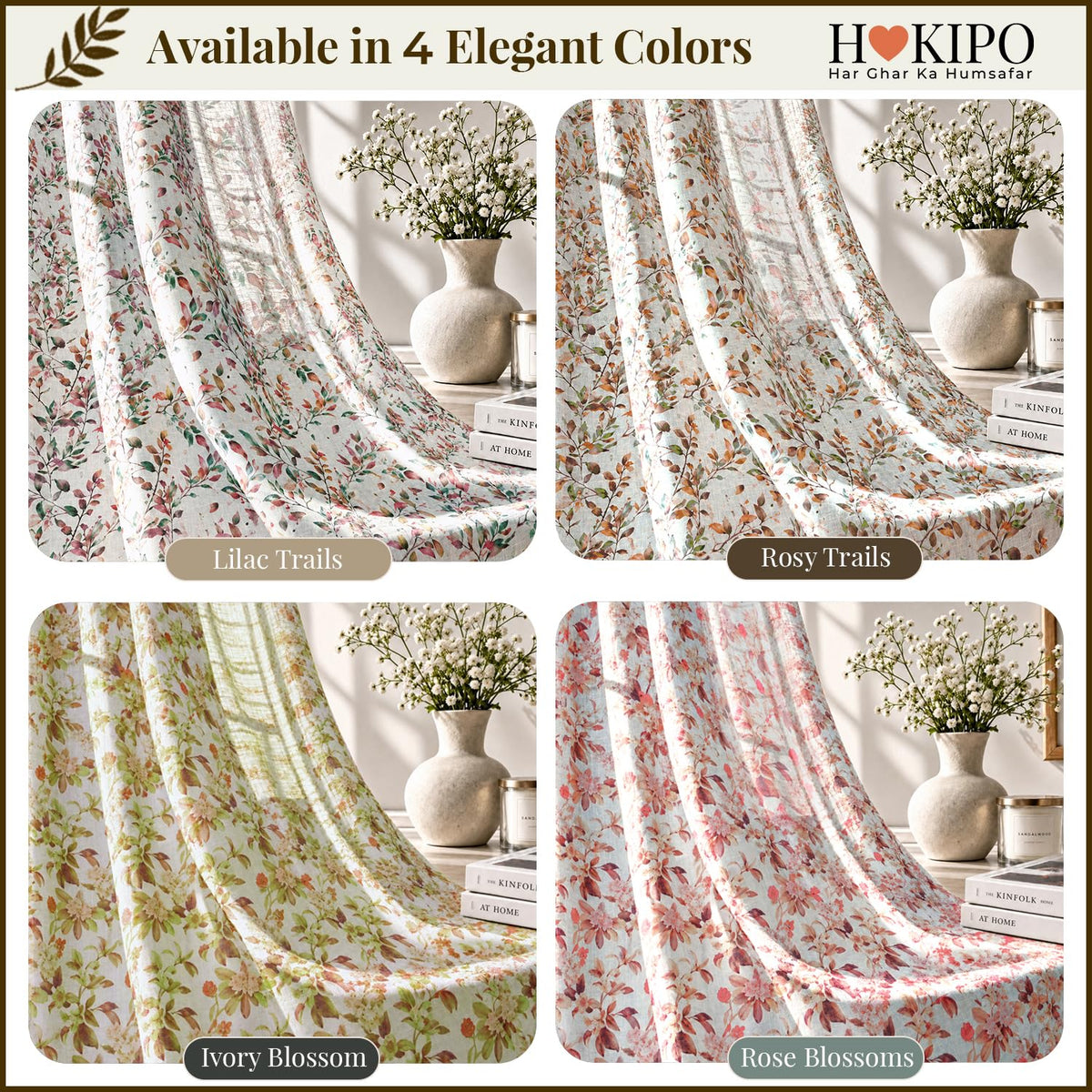 HOKIPO Petal Mist Sheer Eyelet Curtains, 7 Feet Long - Lilac Trails - image 8