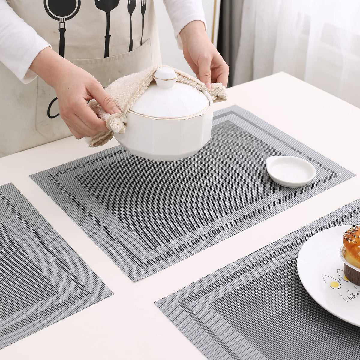 PVC Dining Table Mats, Grey