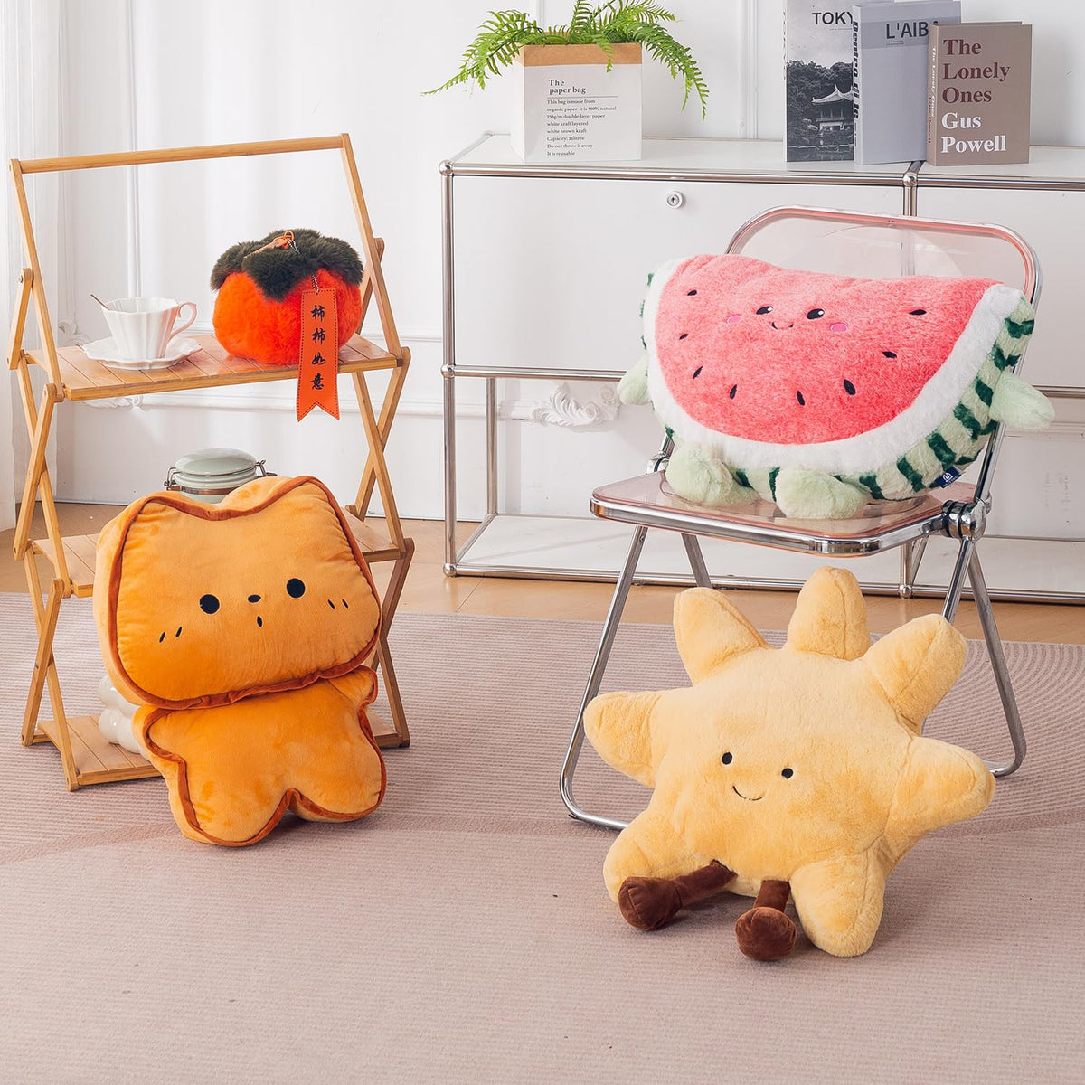 HOKIPO Persimmon Shaped Plush Cushion for Kids Room & Sofa