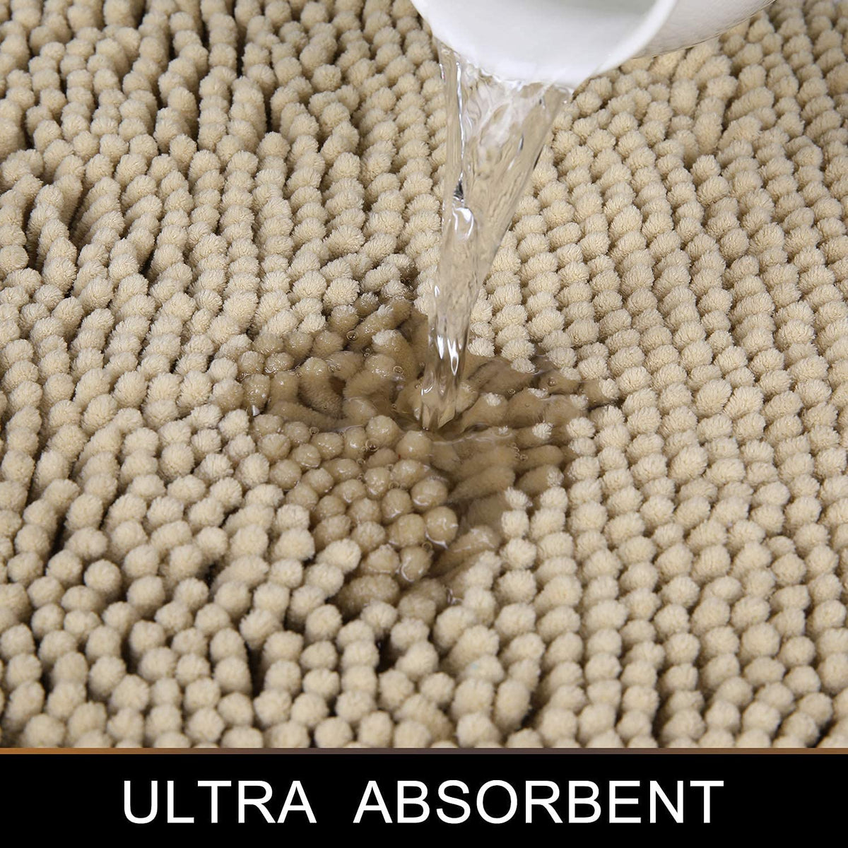 Chenille Luxury Bath Rug, Extra Soft And Absorbent Large Bathroom, Beige
