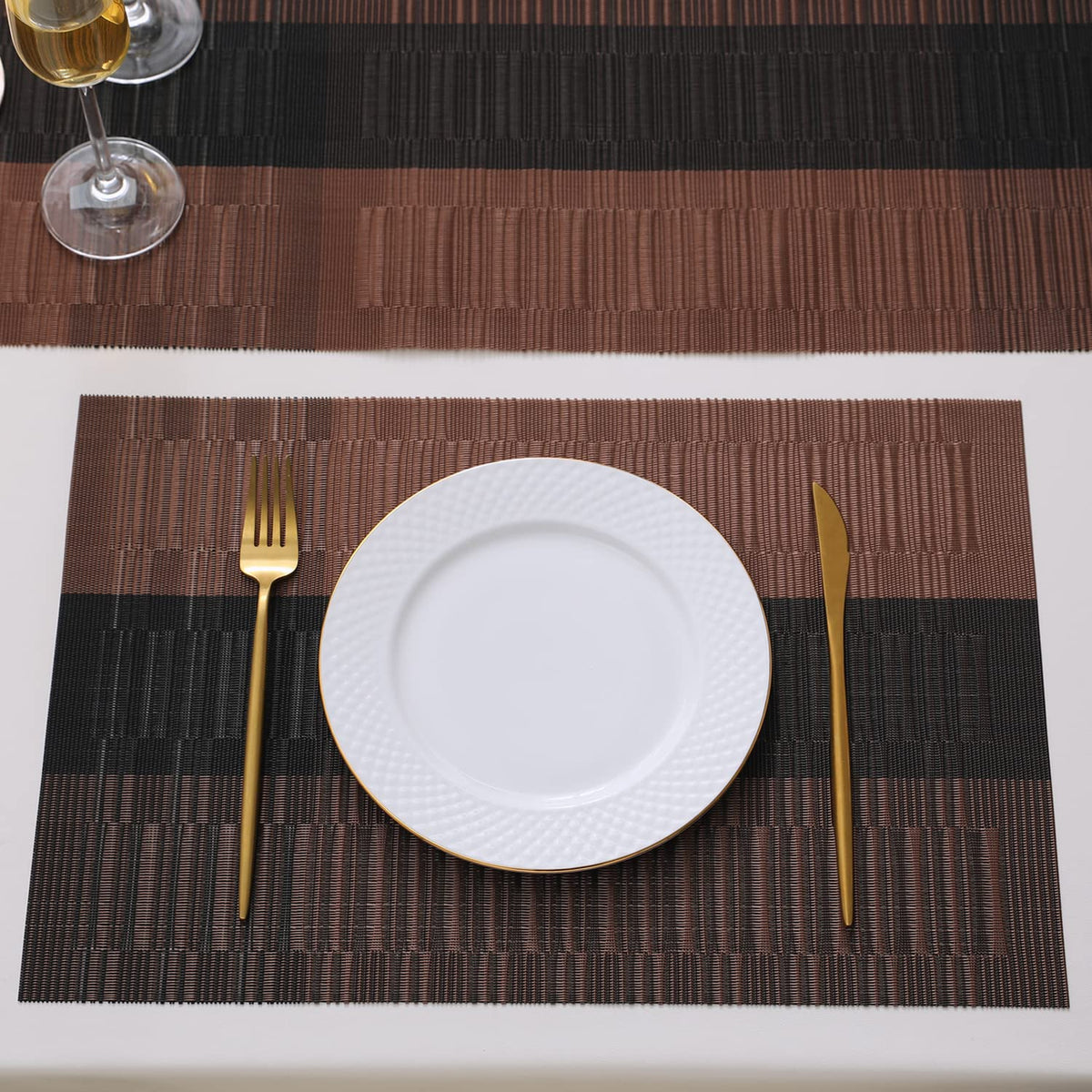 PVC Dining Table Mats, Metalic Brown