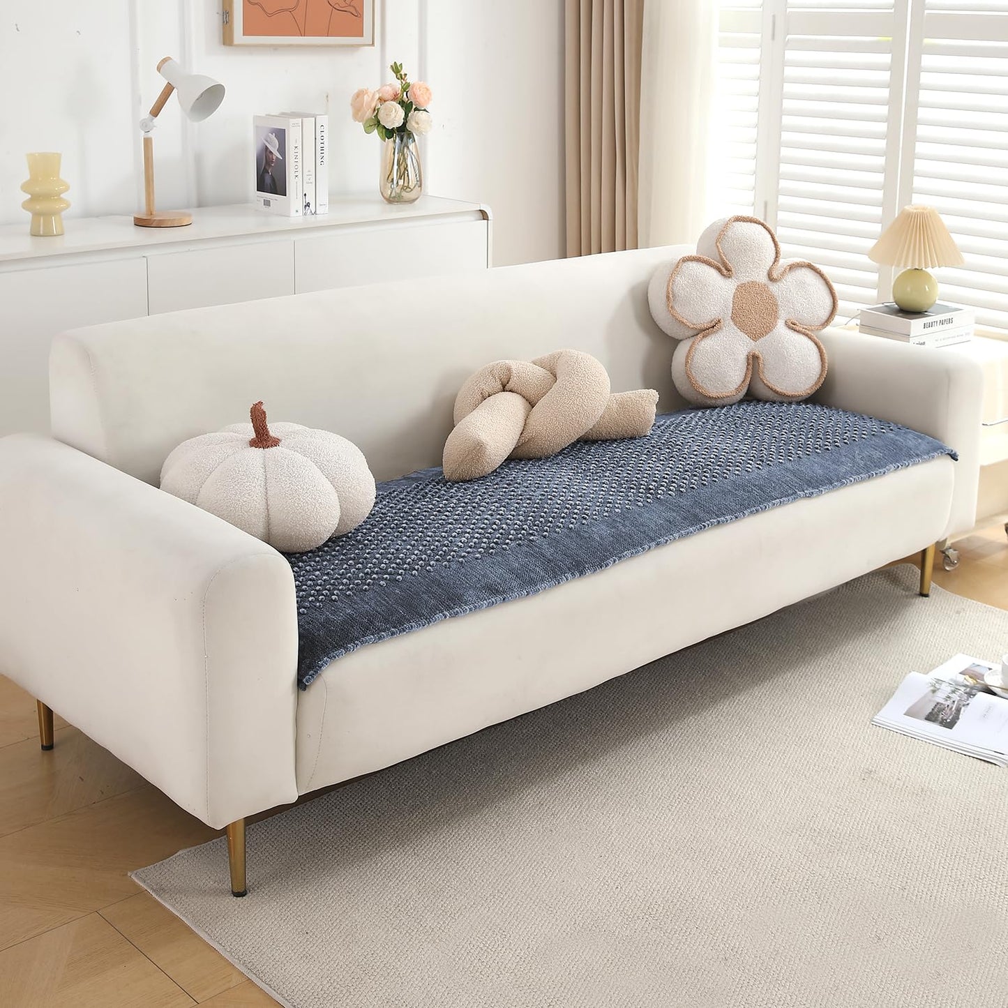 Handloom Made Thick Poly Velvet Reversible Sofa Mat for 1/2/3 Seater, Silver Grey