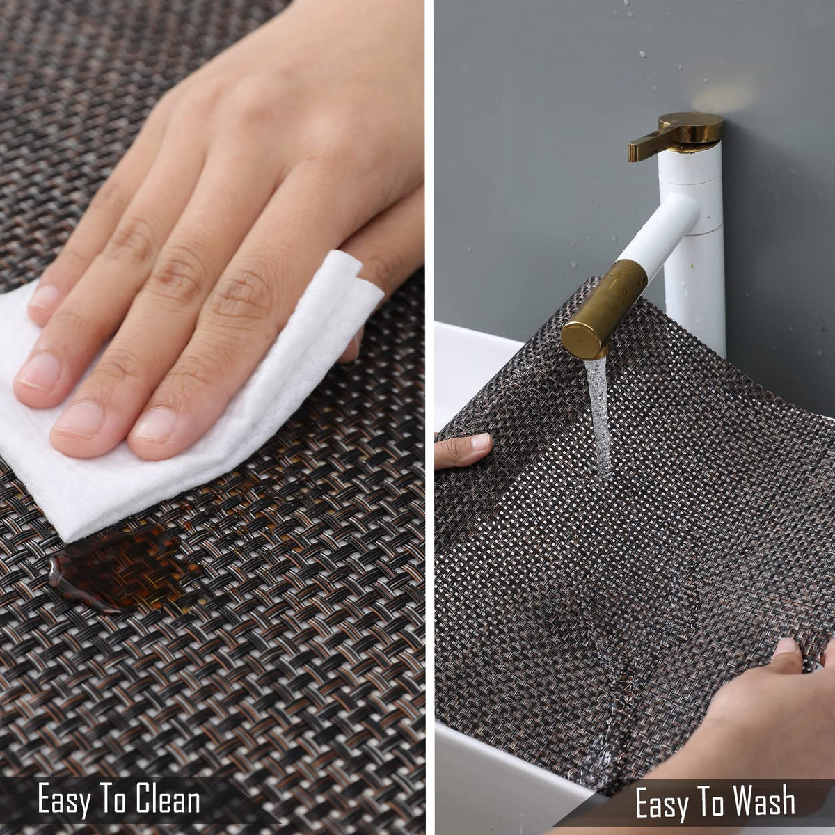 PVC Dining Table Mats, Dark Brown