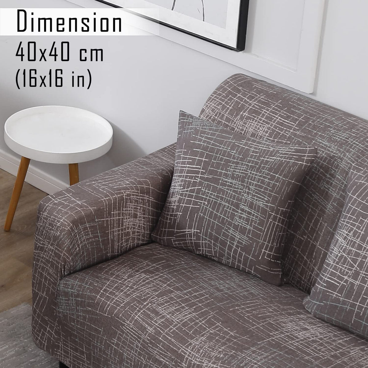 Abstract Lines Brown Printed zippered sofa pillow covers Set of 2
