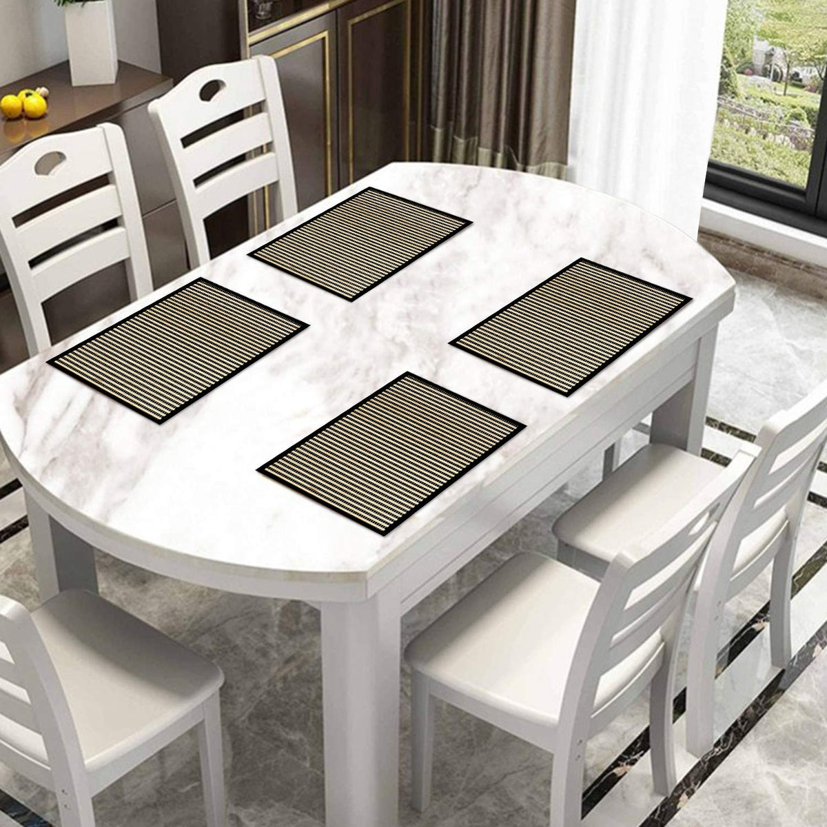 Heat Resistant Bamboo Dinner Mats, Black