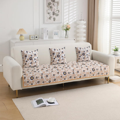 HOKIPO Printed Quilted Sofa Cushion Cover Pack of 2, Light Peach Candytuft