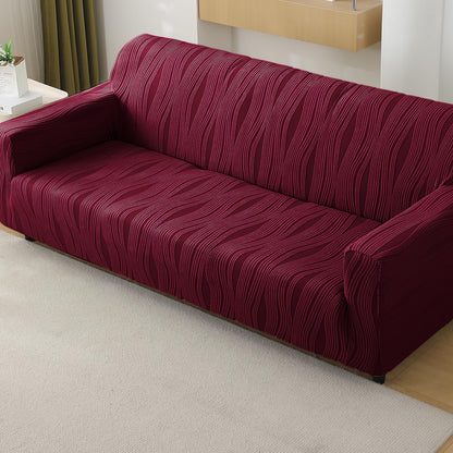 Buy burgundy colour nestiva series knitting jacquard 4 seater sofa cover​ | HOKIPO