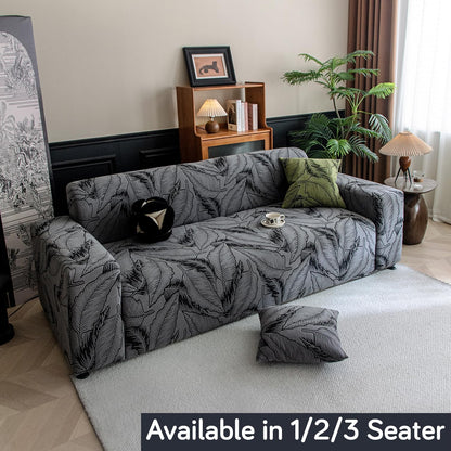 Buy shadow grey colour dual tone series knitting jacquard sofa cover - 3 seater