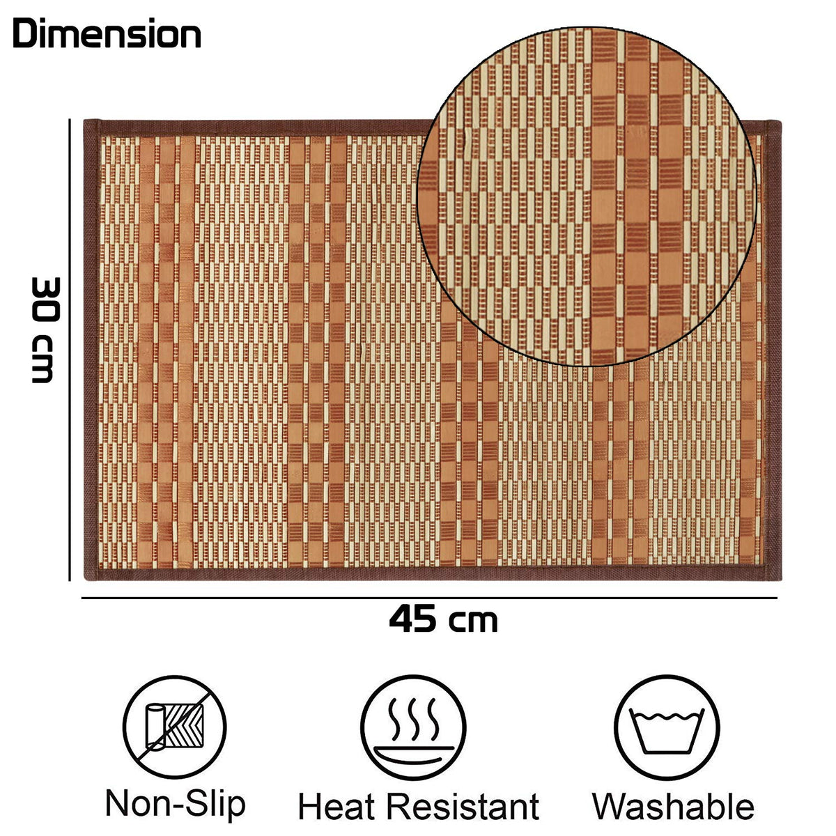 Heat Resistant Bamboo Dinner Mats, Orange